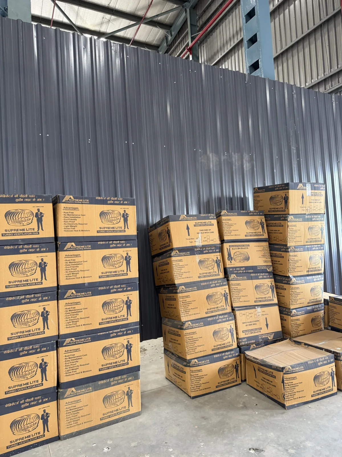 Boxed turbo ventilator stock ready for dispatch